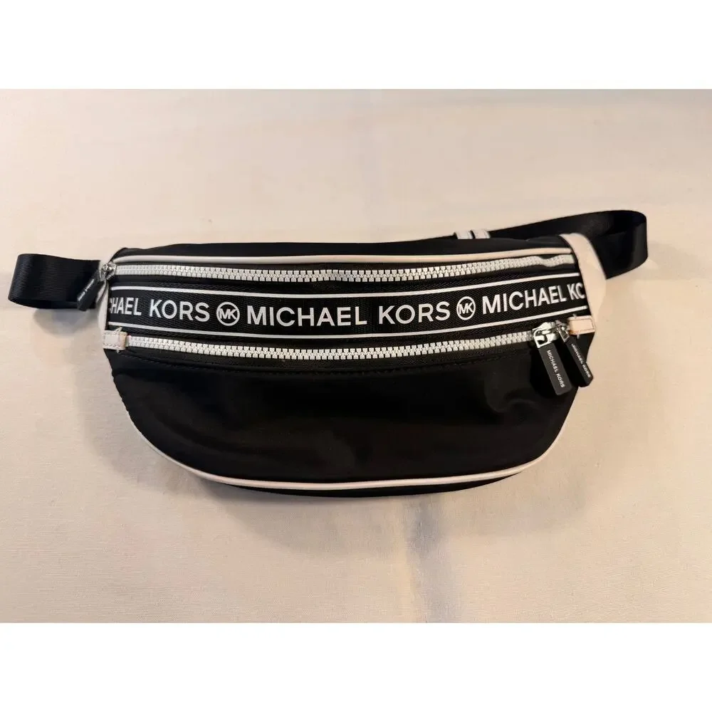 Michael Kors Kenly Medium Logo Tape Nylon Belt Bag Black